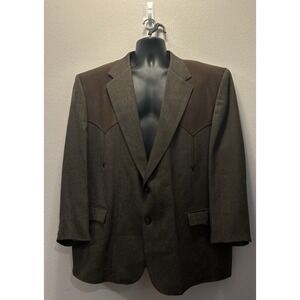 CIRCLE S  Western Suit Mens Gray/Brown 52R Pants 46 Jacket 2-pc Suit‎ Dallas